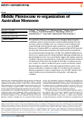 Cover page: Middle Pleistocene re-organization of Australian Monsoon.
