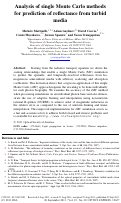 Cover page: Analysis of single Monte Carlo methods for prediction of reflectance from turbid media