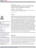 Cover page: Individual differences and motor planning influence self-recognition of actions.