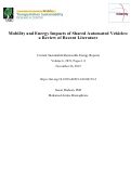 Cover page: Mobility and Energy Impacts of Shared Automated Vehicles: a Review of Recent Literature