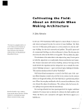 Cover page: Cultivating the Field:  About an Attitude When Making Architecture