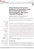 Cover page: Weight Bearing Over-ground Stepping in an Exoskeleton with Non-invasive Spinal Cord Neuromodulation after Motor Complete Paraplegia