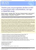 Cover page: Twelve-year neurocognitive decline in HIV is associated with comorbidities, not age: a CHARTER study.