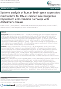 Cover page: Systems analysis of human brain gene expression: mechanisms for HIV-associated neurocognitive impairment and common pathways with Alzheimer¿s disease