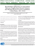 Cover page: Racial/Ethnic Differences in Associations Between Neighborhood Social Cohesion and Meeting Physical Activity Guidelines, United States, 2013–2014