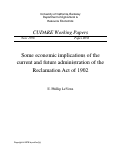 Cover page: Some economic implications of the current and future administration of the Reclamation Act of 1902