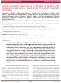 Cover page: Unique molecular signatures as a hallmark of patients with metastatic breast cancer: Implications for current treatment paradigms