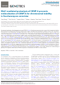 Cover page: Mck1-mediated proteolysis of CENP-A prevents mislocalization of CENP-A for chromosomal stability in Saccharomyces cerevisiae.