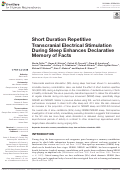 Cover page: Short Duration Repetitive Transcranial Electrical Stimulation During Sleep Enhances Declarative Memory of Facts