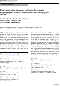 Cover page: Patterns of plant invasions in China: Taxonomic, biogeographic, climatic approaches and anthropogenic effects