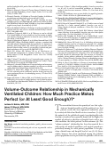 Cover page: Volume-Outcome Relationship in Mechanically Ventilated Children