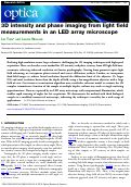 Cover page: 3D intensity and phase imaging from light field measurements in an LED array microscope