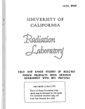Cover page: YIELD AND RANGE STUDIES OF SELECTED FISSION PRODUCTS FROM URANIUM BOMBARDED WITH BEV PROTONS
