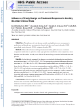 Cover page: INFLUENCE OF STUDY DESIGN ON TREATMENT RESPONSE IN ANXIETY DISORDER CLINICAL TRIALS.