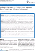 Cover page: Differential strengths of selection on S-RNases from Physalis and Solanum (Solanaceae)