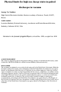 Cover page: Physical limits for high ion charge states in pulsed discharges in vacuum