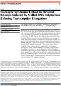 Cover page: Cockayne Syndrome Linked to Elevated R-Loops Induced by Stalled RNA Polymerase II during Transcription Elongation