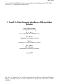 Cover page: A joint U.S.-China demonstration energy efficient office building