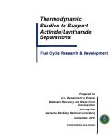 Cover page: Thermodynamic Studies to Support Actinide/Lanthanide Separations: