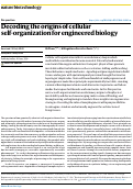 Cover page of Decoding the origins of cellular self-organization for engineered biology