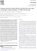 Cover page: Language experience shapes fusiform activation when processing a logographic artificial language: An fMRI training study