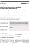 Cover page: Management of colorectal cancer during the COVID‐19 pandemic: Recommendations from a statewide multidisciplinary cancer collaborative