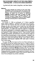 Cover page: The Economic Impacts of the Loma Prieta Earthquake: A Focus on Small Business