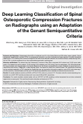 Cover page: Deep Learning Classification of Spinal Osteoporotic Compression Fractures on Radiographs using an Adaptation of the Genant Semiquantitative Criteria.