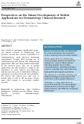 Cover page: Perspectives on the Future Development of Mobile Applications for Dermatology Clinical Research.