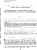 Cover page: Breath ethanol and acetone as indicators of serum glucose levels: an initial report.