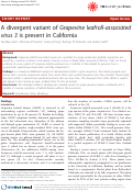 Cover page: A divergent variant of Grapevine leafroll-associated virus 3 is present in California