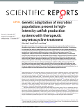 Cover page: Genetic adaptation of microbial populations present in high-intensity catfish production systems with therapeutic oxytetracycline treatment