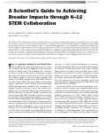 Cover page: A Scientist's Guide to Achieving Broader Impacts through K–12 STEM Collaboration
