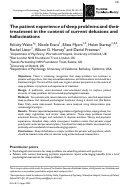 Cover page: The patient experience of sleep problems and their treatment in the context of current delusions and hallucinations.