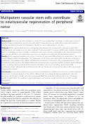 Cover page: Multipotent vascular stem cells contribute to neurovascular regeneration of peripheral nerve