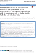 Cover page: Experience in the use of non-pneumatic anti-shock garment (NASG) in the management of postpartum haemorrhage with hypovolemic shock in the Fundación Valle Del Lili, Cali, Colombia