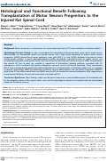 Cover page: Histological and Functional Benefit Following Transplantation of Motor Neuron Progenitors to the Injured Rat Spinal Cord