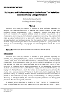 Cover page: Do Students and Professors Agree on the Attributes that Make up a Good Community College Professor?