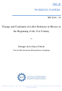 Cover page: Change and Continuity in Labor Relations in Mexico at the Beginning of the 21st Century