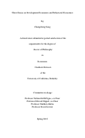 Cover page: Three Essays on Development Economics and Behavioral Economics