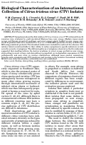 Cover page: Biological Characterization of an International Collection of Citrus tristeza virus (CTV) Isolates