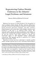 Cover page: Sequestering Carbon Dioxide Undersea in the Atlantic: Legal Problems and Solutions