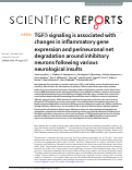 Cover page: TGFβ signaling is associated with changes in inflammatory gene expression and perineuronal net degradation around inhibitory neurons following various neurological insults