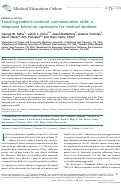 Cover page: Teaching patient-centered communication skills: a telephone follow-up curriculum for medical students