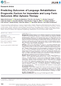 Cover page: Predicting Outcomes of Language Rehabilitation: Prognostic Factors for Immediate and Long-Term Outcomes After Aphasia Therapy.