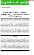 Cover page: Toward an Anti‐Racist Linguistic Anthropology: An Indigenous Response to White Supremacy