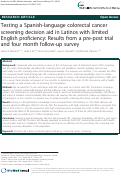 Cover page: Testing a Spanish-language colorectal cancer screening decision aid in Latinos with limited English proficiency: Results from a pre-post trial and four month follow-up survey