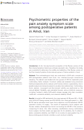 Cover page: Psychometric properties of the pain anxiety symptom scale among postoperative patients in Amol, Iran.