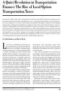 Cover page: A Quiet Revolution in Transportation Finance: The Rise of Local Option Transportation Taxes