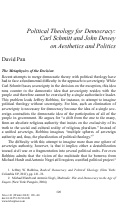 Cover page: Political Theology for Democracy: Carl Schmitt and John Dewey on Aesthetics and Politics